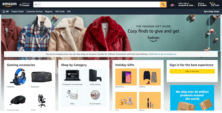 Aamazon.com eCommerce Website Example