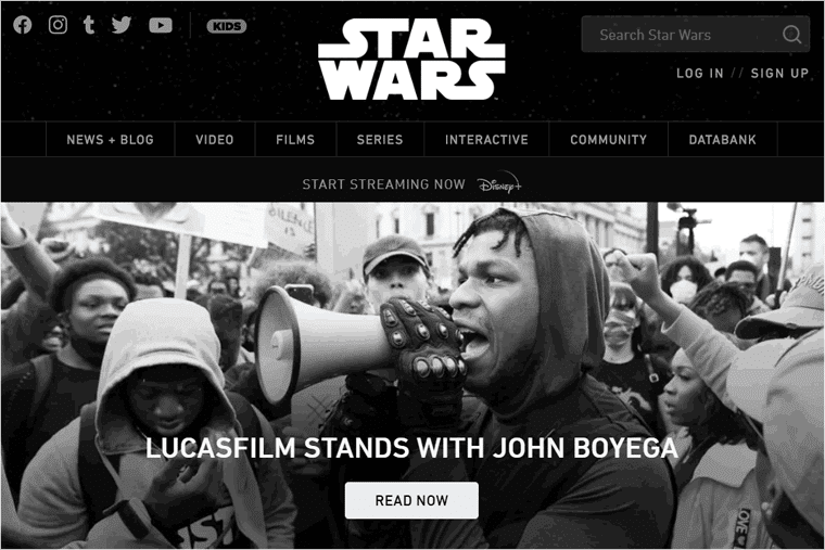 Star Wars Blog Site Example