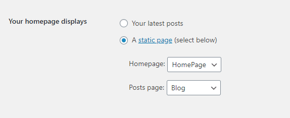 Choosing Static Home Page