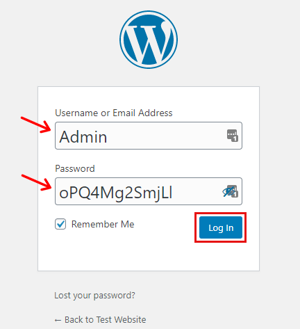 WordPress Login Username and Password