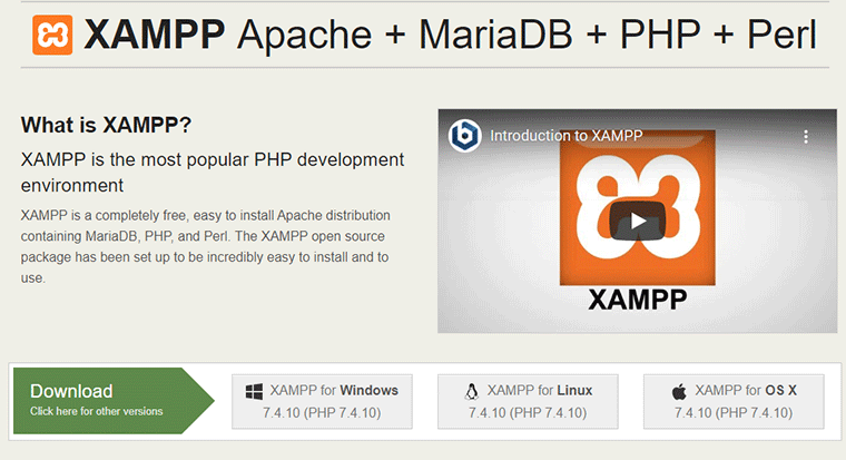 XAMPP download page 