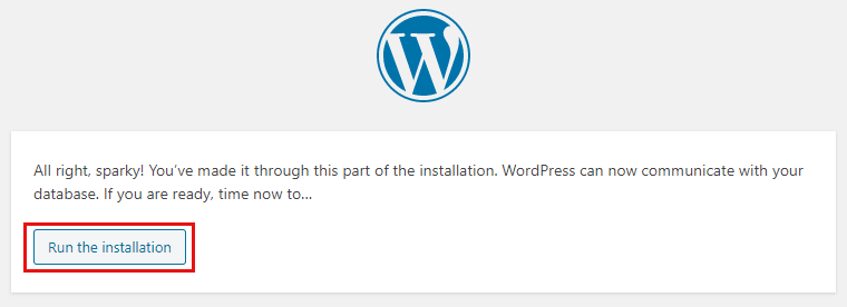 Run the WordPress Installation