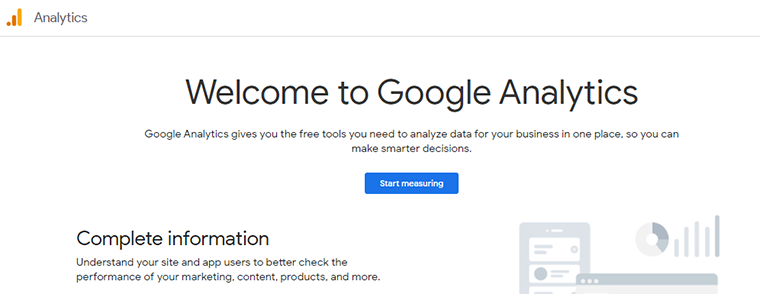 Google Analytics Welcome Page