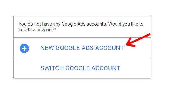 Click on New Google Ads Account