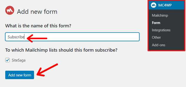 Add New Email Sign-Up Form in WordPress