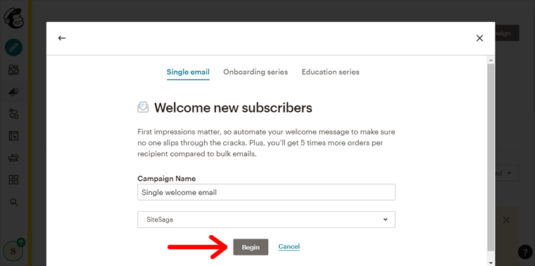 Begin Email Campaign Building in Mailchimp