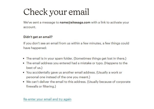 Email to Activate Mailchimp Account