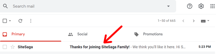 SiteSaga Welcome Email Demo