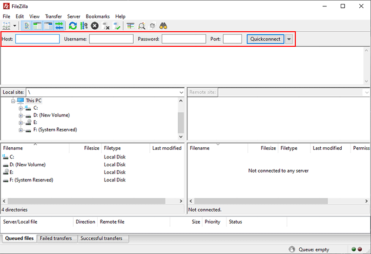FileZilla Connection Credentials For WordPress Server Connection