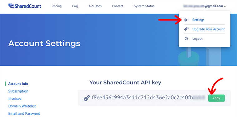 Share Count API Key