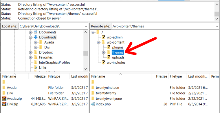 Open Themes Folder on Remote Site