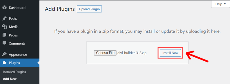 'Install Now' Button for Uploaded WordPress Plugin