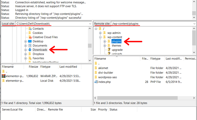 Locate Plugin File on Local Device and Plugin Directory on Remote Site
