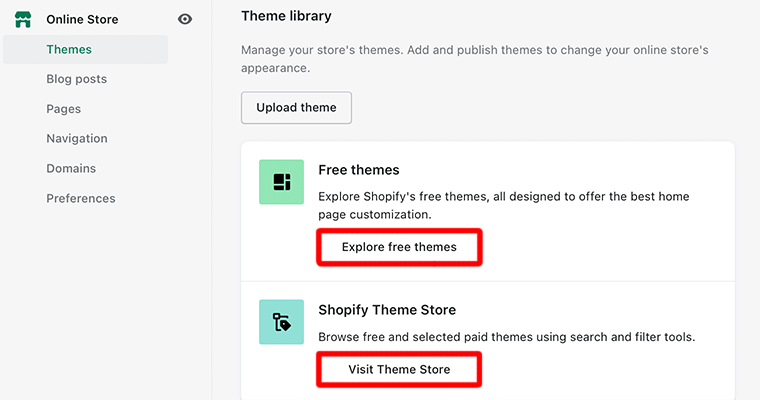 Explore Shopify Theme Library Section