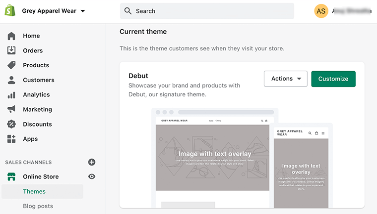 Shopify Default Theme Page Settings