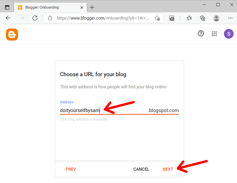 Choose Your Blog URL on Blogger