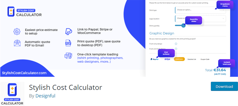 Stylish Cost Calculator- best WordPress Calculator plugin