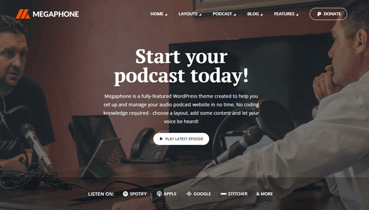 Megaphone Best Podcast WordPress Themes & Templates