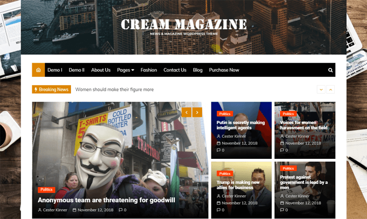 Cream Magazine best online magazine templates