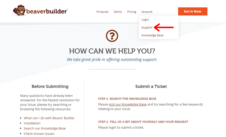 Customer support of Beaver Builder