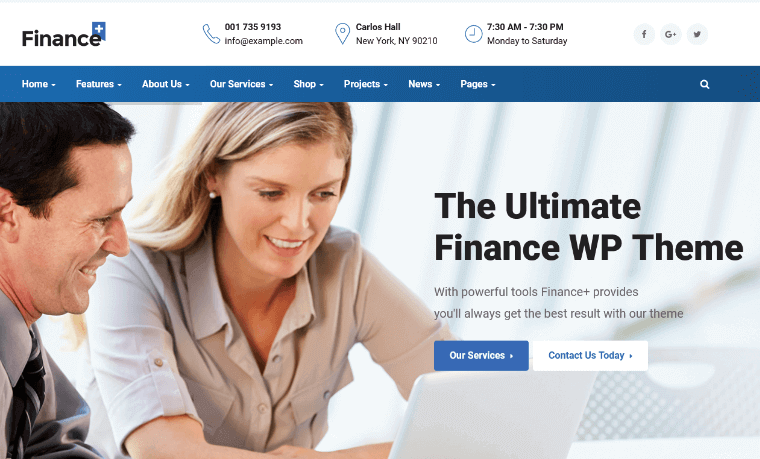 FinancePlusTheme finance WordPress theme