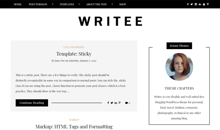 Writee Typography WordPress Theme