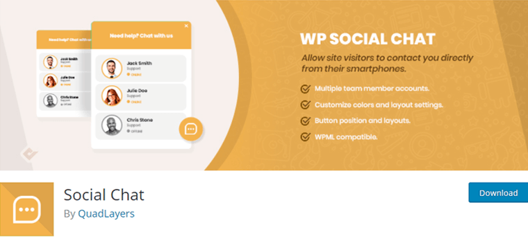 Social Chat Free WP Plugin
