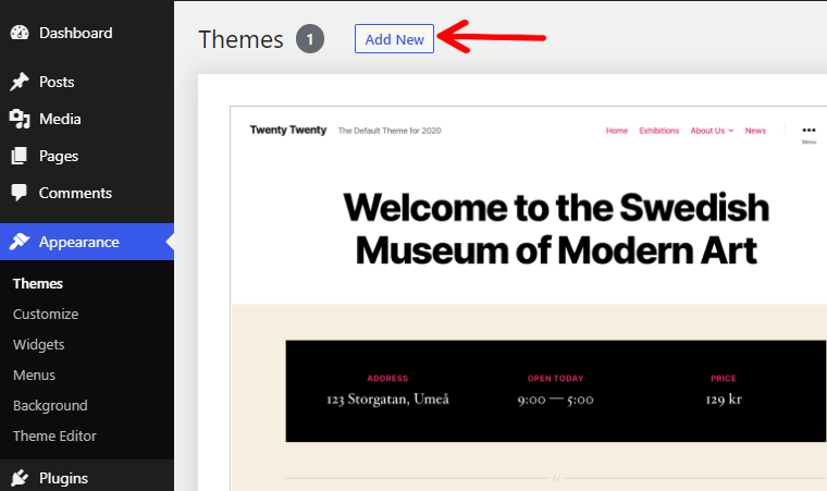 Adding New Theme in WordPress Dashboard