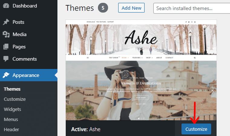 ashe-theme-customize