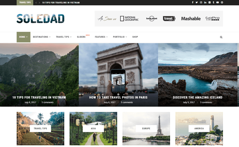 Soledad Travel Blog WordPress Theme