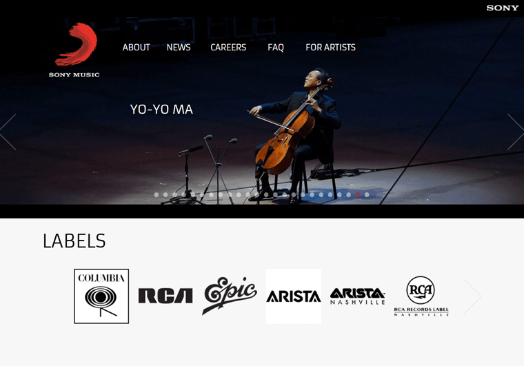 Sony Music-WordPress personal site examples