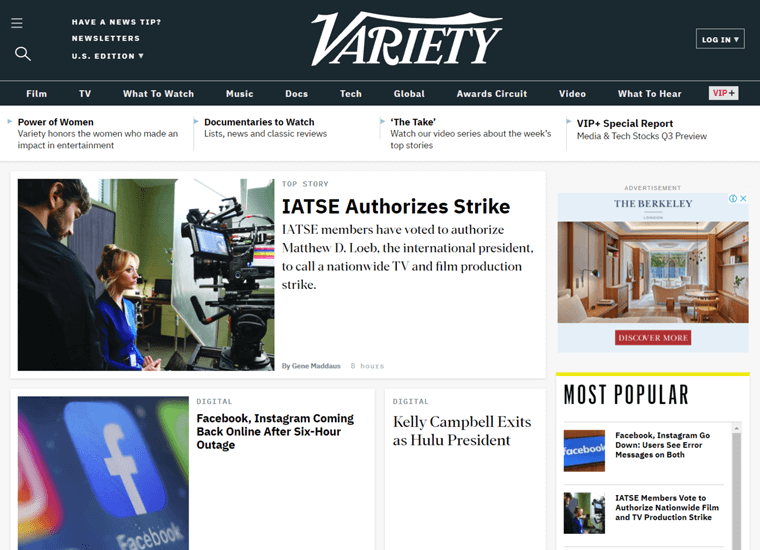 Variety-examples of websites built with WordPress