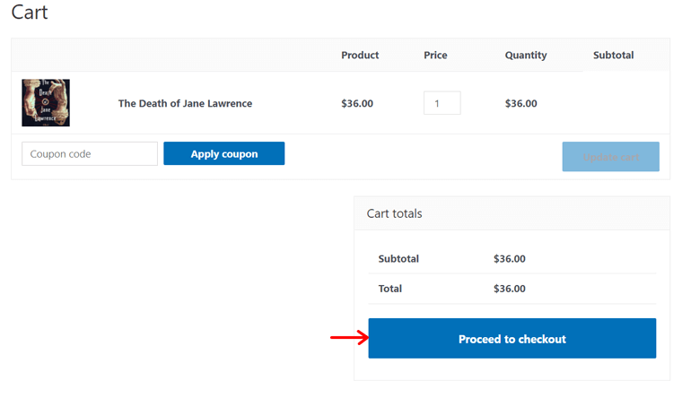 Cart Page to Proceed the Checkout
