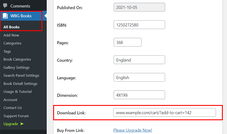 New Add to Cart Link to Download a Book