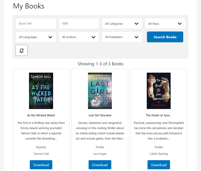 Previewing Book Showcase Page - Books Gallery