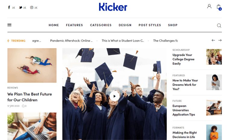 Kicker Blog WordPress Theme