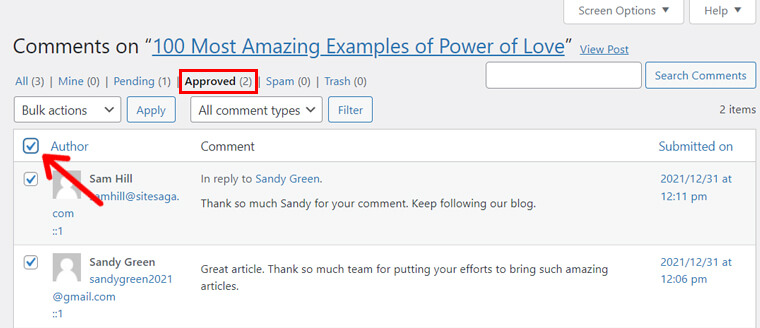 Select All Approved Comments for a WordPress Post