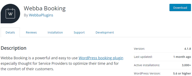 Webba Booking and Reservation for WordPress