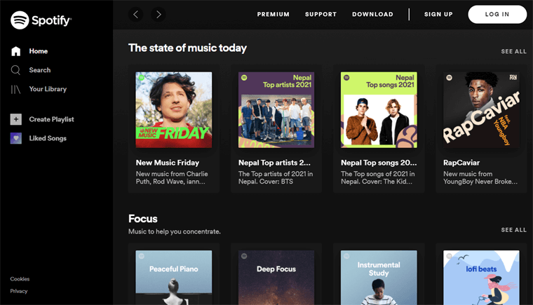 Spotify Entertainment Website Examples