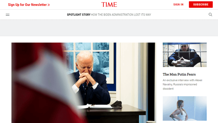 Time Magazine Website Example