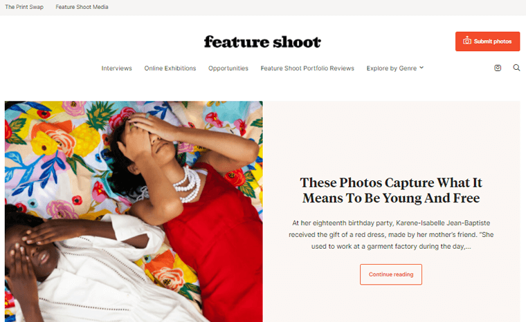 Features Shoot Example of Types Photography Blogs