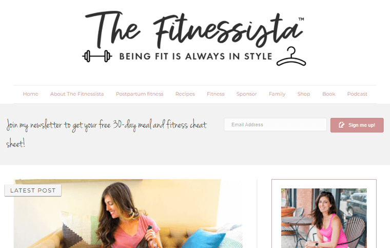 The Fitnessista Health and Fitness Blogs Example for Wellness Types of Blogs