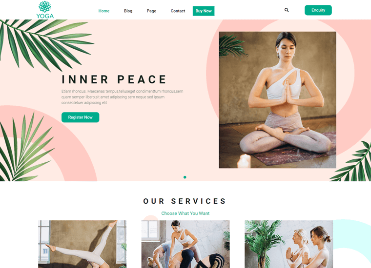 Yoga Studio-free grid style WordPress themes