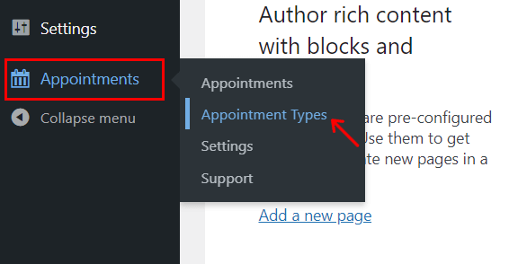 Navigate to Appointment Types