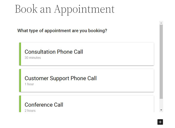 Preview of All Appointments by WordPress Block