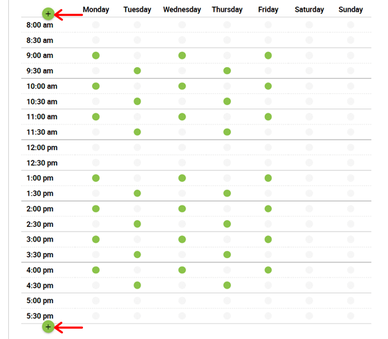 Specify Start Times to Show Availability