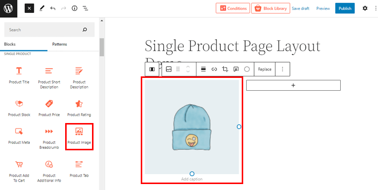 Add Product Image Block for the Layout