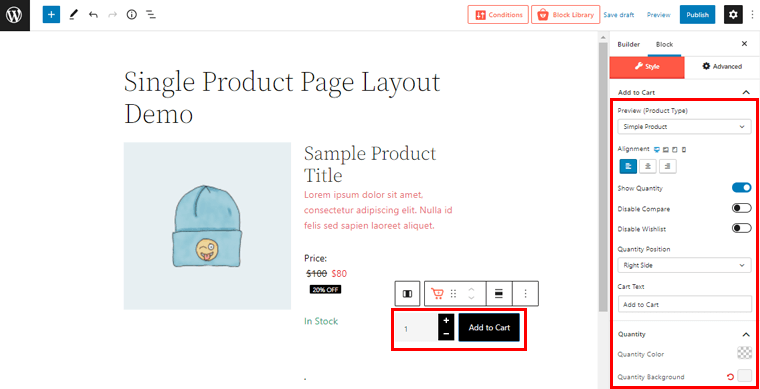 Customize Product Add to Cart Block