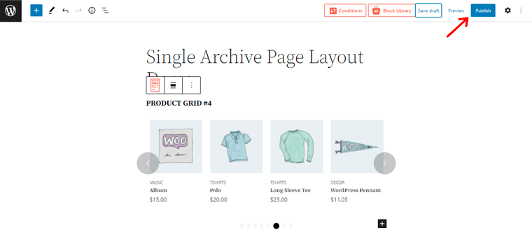 Publish the Archive Page Layout