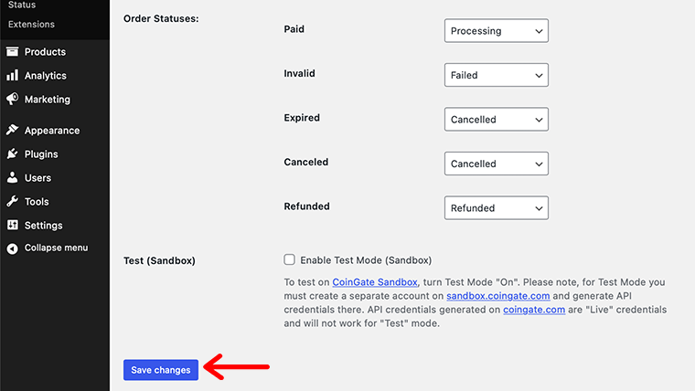 WooCommerce CoinGate More Settings
